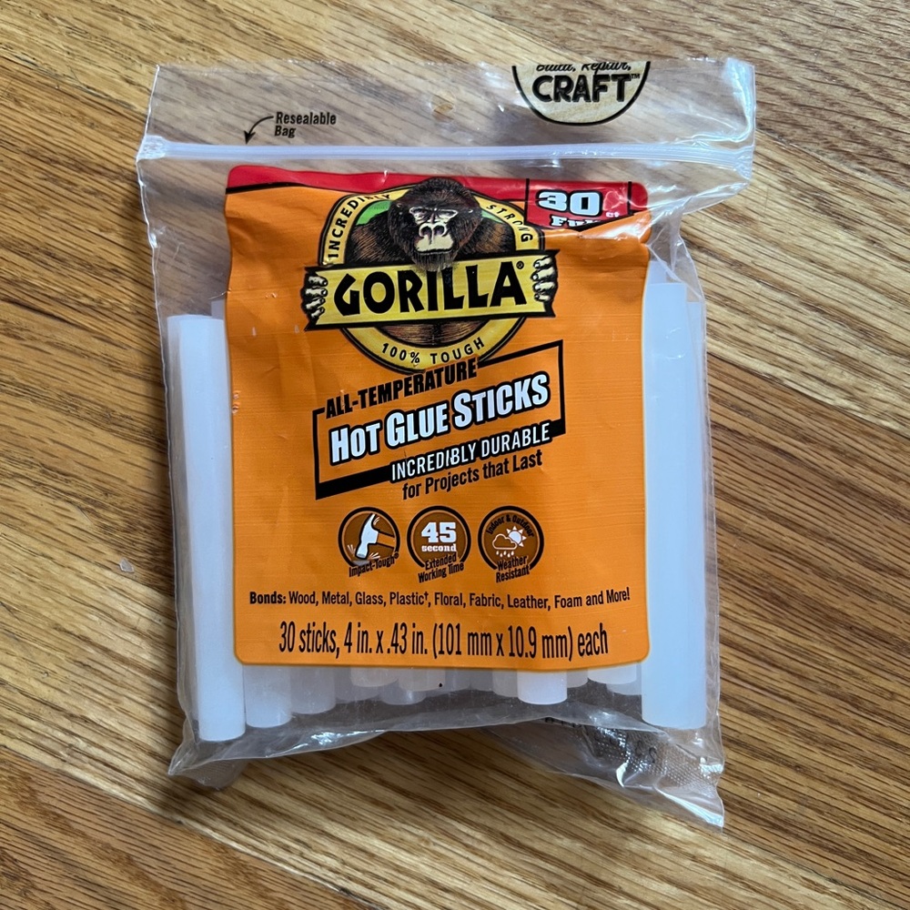 New 30 Gorilla Glue 4" Full Size Hot Glue Sticks